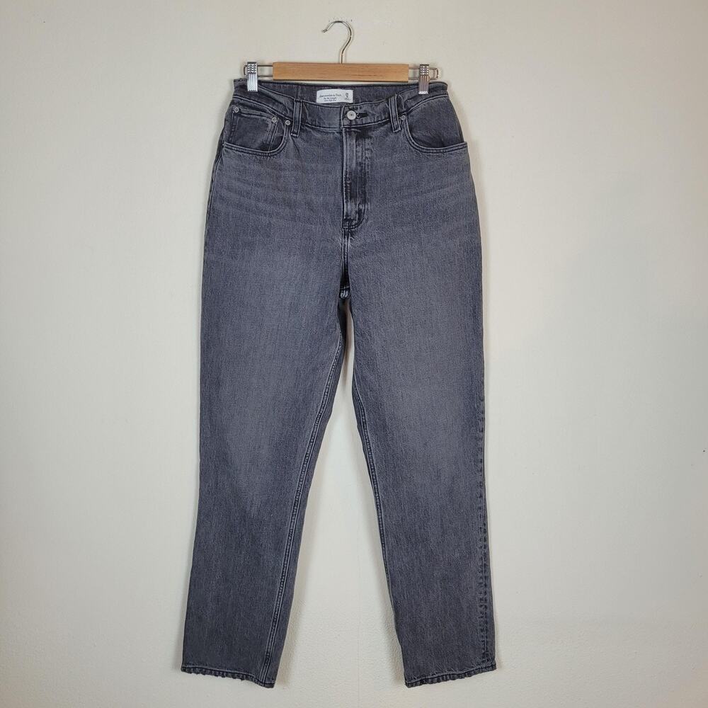 Abercrombie & Fitch Jeans 29 8 Long Gray Denim 90s Straight Ultra High Rise NEW
